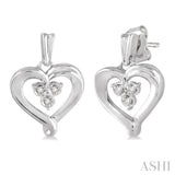 1/50 Ctw Round Cut Diamond Heart Earrings in Sterling Silver