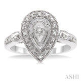 1/20 Ctw Pear Shape Round Cut Diamond Ring in Sterling Silver
