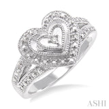 1/20 Ctw Heart Shape Round Cut Diamond Ring in Sterling Silver