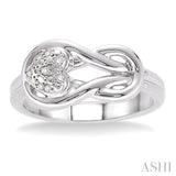 1/50 Ctw Heart Shape Round Cut Diamond Fashion Ring in Sterling Silver