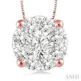 1/3 Ctw Lovebright Round Cut Diamond Pendant in 14K Rose and White Gold with Chain