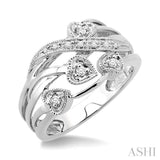 1/20 Ctw Round Cut Diamond Crossover Heart Ring in Sterling Silver