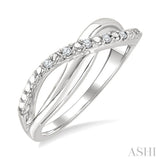 1/20 Ctw Split Criss Cross Round Cut Diamond Fashion Ring in Sterling Silver