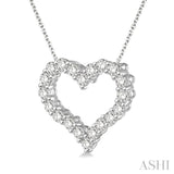 1/2 Ctw Round Cut Diamond Heart Pendant With Chain in 14K white Gold