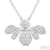 1/4 Ctw Petite Bumble Bee Round Cut Diamond Fashion Pendant With Chain in 10K White Gold