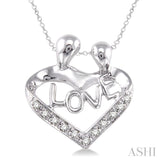 1/20 Ctw Round Cut Diamond Child & Mom Pendant in Sterling Silver with Chain