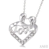 1/20 Ctw Round Cut Diamond Child & Mom Pendant in Sterling Silver with Chain