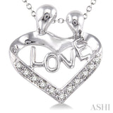 1/20 Ctw Round Cut Diamond Child & Mom Pendant in Sterling Silver with Chain