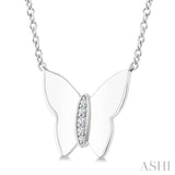 1/20 Ctw Butterfly Round Cut Diamond Fashion Pendant With Chain in Sterling Silver