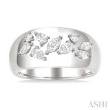 1/2 Ctw Mixed Diamond Cut Fashion Wide Band in 14K White Gold