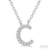 1/20 Ctw Initial 'C' Round Cut Diamond Pendant With Chain in 10K White Gold