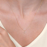 1/20 Ctw Initial 'R' Round Cut Diamond Pendant With Chain in 14K White Gold