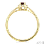 5x3 MM Octagonal Shape Garnet and 1/20 Ctw Single Cut Diamond Halo Semi-Precious Ring in 14K Yellow Gold