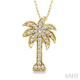 1/10 Ctw Palm Tree Single Cut Diamond Pendant in 10K Yellow Gold with Chain