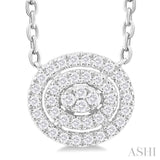 1/6 Ctw Double Halo Oval Shape Petite Round Cut Diamond Fashion Pendant With Chain in 10K White Gold