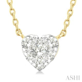 1/10 Ctw Lovebright Petite Heart Shape Round Cut Diamond Fashion Pendant With Chain in 10K Yellow Gold
