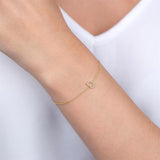 1/20 Ctw Initial 'J' Round Cut Diamond Bracelet in 10K Yellow Gold