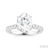 1/3 Ctw Oval Shape Round Cut Diamond Semi-Mount Engagement Ring in 14K White Gold