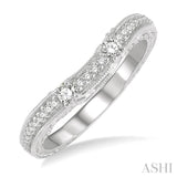 1/3 Ctw Carved Round Cut Diamond Wedding Band in 14K White Gold