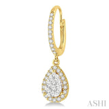 5/8 Ctw Pear Shape Diamond Lovebright Earrings in 14K Yellow and White Gold
