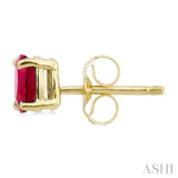 5x3 MM Oval Cut Ruby Stud Earrings in 14K Yellow Gold