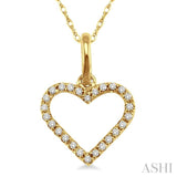 1/10 Ctw Round Cut Diamond Heart Shape Pendant in 10K Yellow Gold with Chain