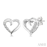 1/20 Ctw Round Cut Diamond Heart Shape Diamond Journey Earrings in Sterling Silver