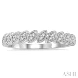 1/10 ctw Leaf Motif Round Cut Diamond Stackable Band in 14K White Gold