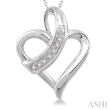 1/20 Ctw Round Cut Diamond Heart Pendant in Sterling Silver with Chain