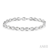 1/20 Ctw Swirl Shape Round Cut Diamond Bracelet in Sterling Silver
