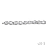 1/20 Ctw Swirl Shape Round Cut Diamond Bracelet in Sterling Silver