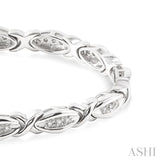 1/6 Ctw 'X' Shape Round Cut Diamond Bracelet in Sterling Silver