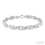 1/6 Ctw Round Cut Diamond 'X' Link Bracelet in Sterling Silver