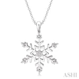 1/20 Ctw Round Cut Diamond Snowflake Pendant in Sterling Silver with Chain