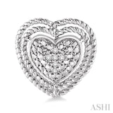 1/20 Ctw Round Cut Diamond Heart Earrings in Sterling Silver