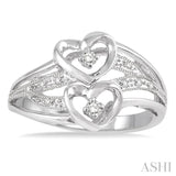 1/10 ctw Round Cut Diamond Twice Heart Ring in Sterling Silver