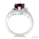 7x7 MM Heart Shape Garnet and 1/20 ctw Single Cut Diamond Ring in Sterling Silver