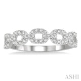 1/4 Ctw Box Chain Link Round Cut Diamond Ladies Band in 14K White Gold