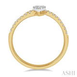 1/4 Ctw Open-End Pear Mount Lovebright Round Cut Diamond Ladies Ring in 14K Yellow and White Gold