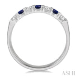 2.6 MM Sapphire and 1/4 Ctw Round Cut Diamond Precious Wedding Band in 14K White Gold