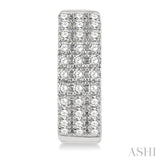1/2 ctw Triple Row Round Cut Diamond Petite Fashion Huggie Earrings in 14K White Gold