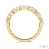 3/4 Ctw Jointed Circular Mount Lovebright Diamond Cluster Band in 14K Yellow and White Gold