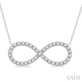 1 Ctw Round Cut Diamond Infinity Pendant With Chain in 14K White Gold