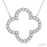 1 Ctw Clover Round Cut Diamond Pendant With Chain in 14K White Gold