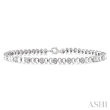 1/6 Ctw Puffed Heart Plain and Round Cut Diamond Fashion Bracelet in Sterling Silver