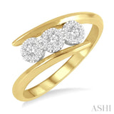 1/5 Ctw Bypass Triple Circular Mount Lovebright Round Cut Diamond Fashion Ring in 14K Yellow and White Gold