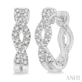 1/6 Ctw Entwined Round Cut Diamond Huggie Petite Earrings in 14K White Gold