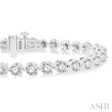 10 Ctw 3 Prong Round Cut Diamond Tennis Bracelet in 14K White Gold