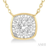 1/3 Ctw Cushion Shape Lovebright Diamond Pendant With Chain in 14K Yellow and White Gold