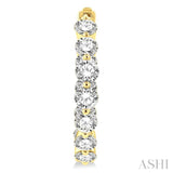 4 ctw Inside-Out Single Prong Set Round Cut Diamond Hoop Earrings in 14K Yellow Gold